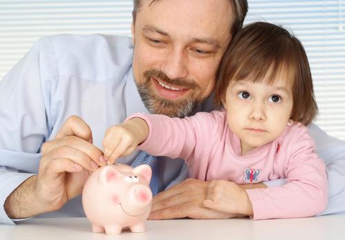 energy saving father with daughter 